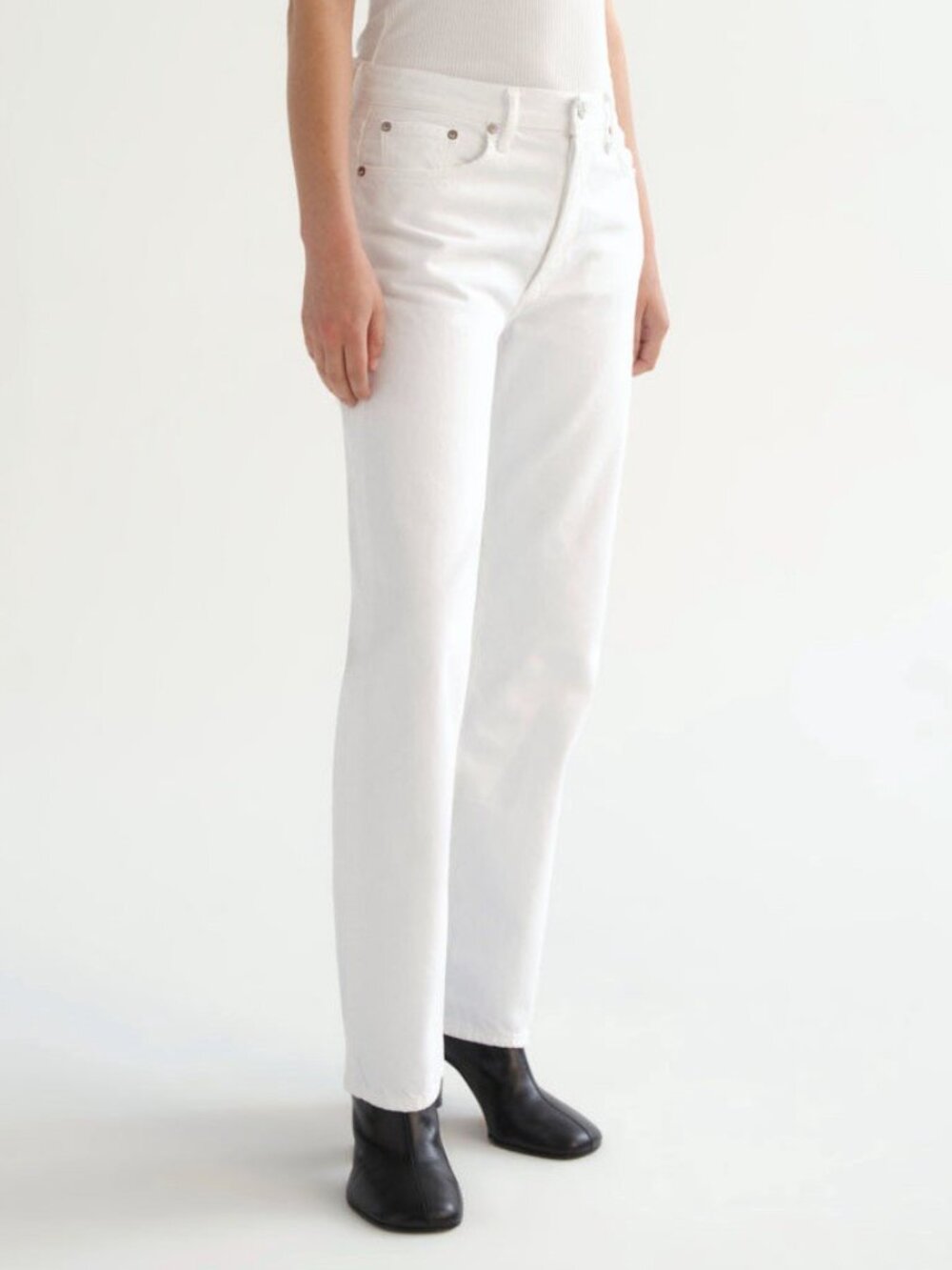 AGOLDE Lana High Rise Vintage Straight Jeans Cream White Size 31